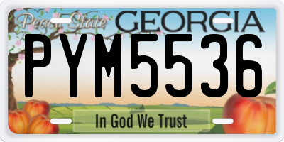 GA license plate PYM5536