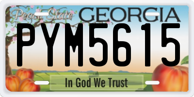 GA license plate PYM5615