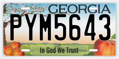 GA license plate PYM5643