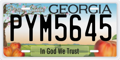 GA license plate PYM5645