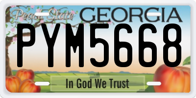 GA license plate PYM5668