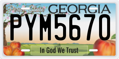 GA license plate PYM5670