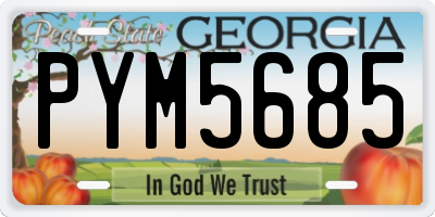 GA license plate PYM5685