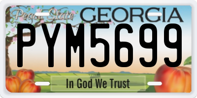 GA license plate PYM5699