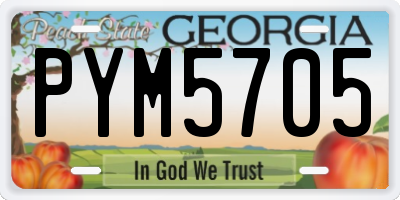 GA license plate PYM5705