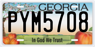 GA license plate PYM5708