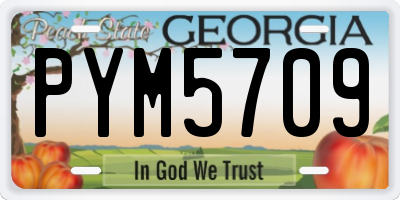 GA license plate PYM5709