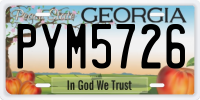 GA license plate PYM5726