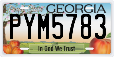 GA license plate PYM5783