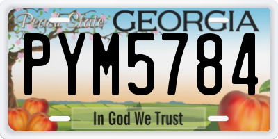 GA license plate PYM5784
