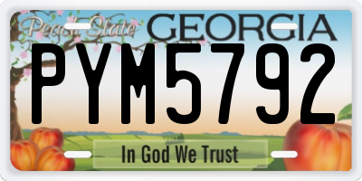 GA license plate PYM5792