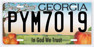 GA license plate PYM7019
