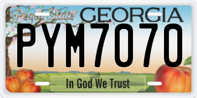 GA license plate PYM7070