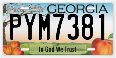 GA license plate PYM7381