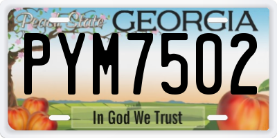 GA license plate PYM7502