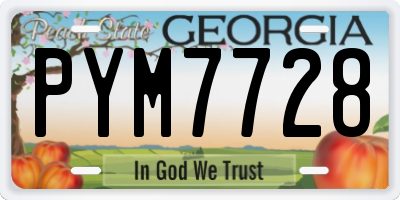 GA license plate PYM7728