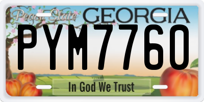 GA license plate PYM7760