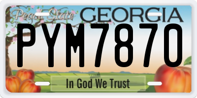 GA license plate PYM7870