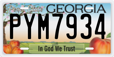 GA license plate PYM7934