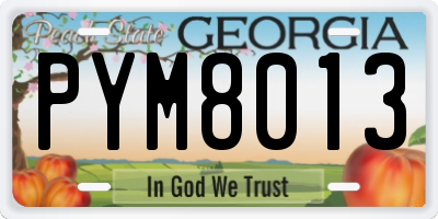 GA license plate PYM8013