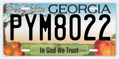 GA license plate PYM8022