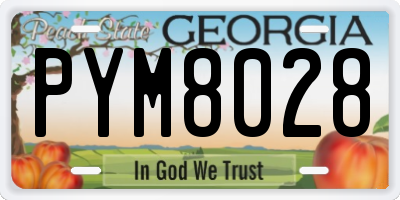 GA license plate PYM8028