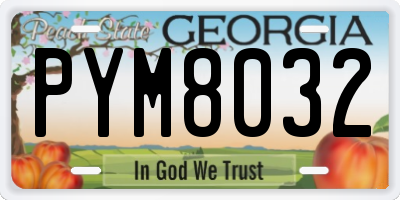 GA license plate PYM8032