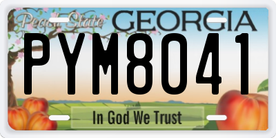 GA license plate PYM8041