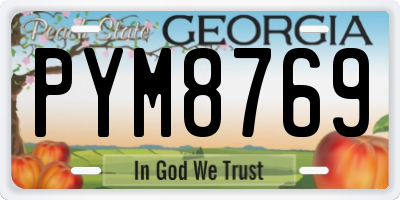 GA license plate PYM8769