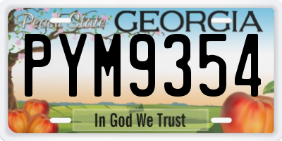 GA license plate PYM9354