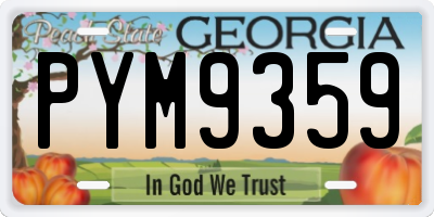 GA license plate PYM9359