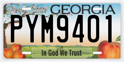 GA license plate PYM9401