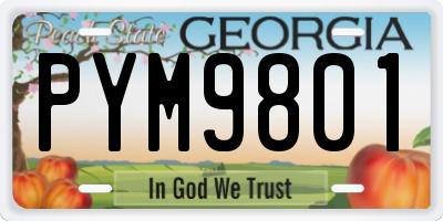 GA license plate PYM9801