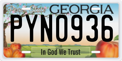 GA license plate PYN0936