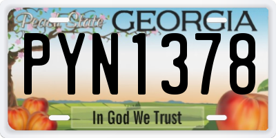 GA license plate PYN1378
