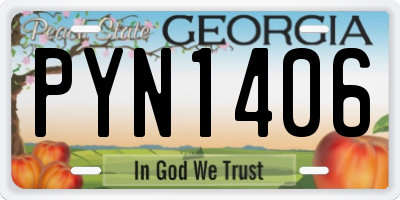 GA license plate PYN1406