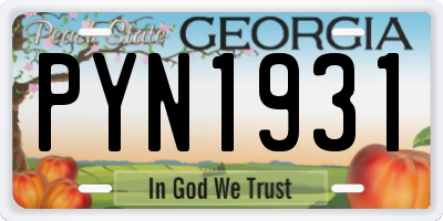 GA license plate PYN1931