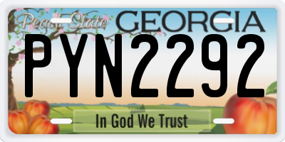 GA license plate PYN2292
