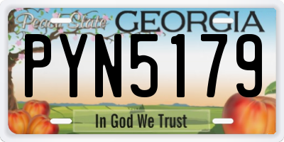 GA license plate PYN5179