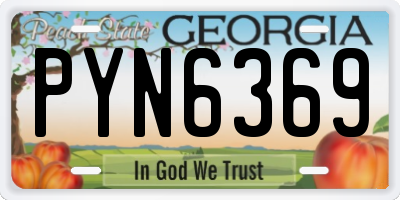 GA license plate PYN6369