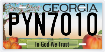 GA license plate PYN7010