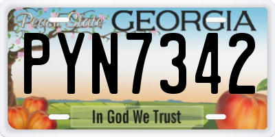GA license plate PYN7342