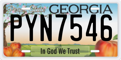 GA license plate PYN7546