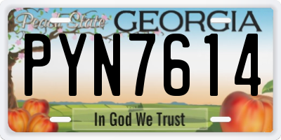 GA license plate PYN7614