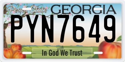 GA license plate PYN7649