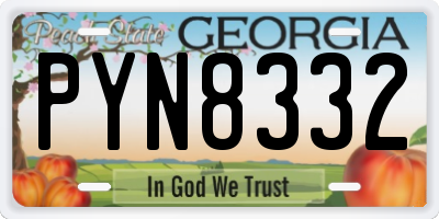 GA license plate PYN8332