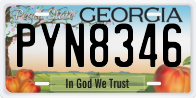GA license plate PYN8346