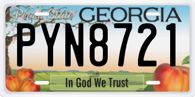 GA license plate PYN8721