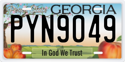 GA license plate PYN9049