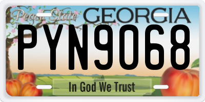 GA license plate PYN9068